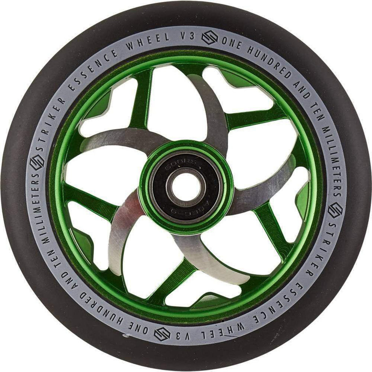 Striker Essence V3 Sort PU 110mm Hjul Til Løbehjul - Green-ScootWorld.dk